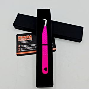 Pince à cils en acier inoxydable avec logo personnalisé avec design en forme de cœur Volume rose Pointe en fibre de botte Poignée appropriée pour l'extension des cils - Product Image 2