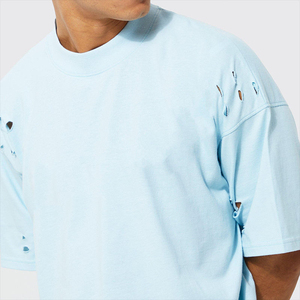 T-shirt pour homme 100% coton, nouvelle conception robuste, pour usage extérieur, coupe ample, imprimé, effet vieilli, tendance, vente en gros - Product Image 5