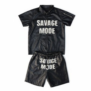 Conjunto deportivo personalizado para hombre, camisa cortavientos y pantalones cortos, logotipo bordado personalizado con efecto desgastado, conjunto de verano a prueba de viento e impermeable. - Product Image 1