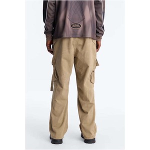 <b>Men's</b> <b>Khaki</b> Wide Leg <b>Cargo</b> <b>Pants</b> Street Style with Multiple Pockets and Button Closure - Product Image 5