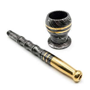Jexmoo Pipa de Fumar Tradicional de Acero de Damasco Hecha a Mano, Reutilizable, con Funda de Cuero, Regalo para Papá - Product Image 2