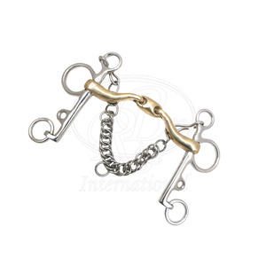 Bocado de Doble Articulación Pelham de Acero Inoxidable con Boquilla de Plata Alemana de 5 Pulgadas para Montar a Caballo - Product Image 1