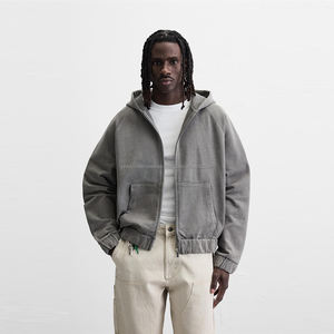 แจ็กเก็ตมีซิปมีฮู้ดสำหรับผู้ชายเสื้อกันลมสำหรับออกกำลังกายผ้าน้ำหนักเบาออกแบบโลโก้ได้ตามต้องการ - Product Image 1