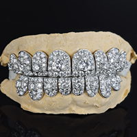 Grillz dentaires Hip Hop personnalisés, testés par un testeur, en argent 925 plaqué or, avec grand moissanite taille brillant, certifiés par un tiers