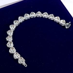 Bracelet en argent rhodié avec pendentif cœur en moissanite pour homme et femme, bijou de luxe glacé style hip-hop - Product Image 2