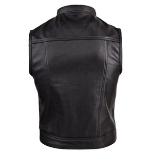<b>Men's</b> Black <b>Leather</b> Biker Jacket Button Vintage Motorcycle Jacket Streetwear Low Price <b>Leather</b> <b>Vest</b> - Product Image 2