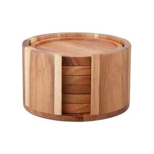 Premium Acacia Wood <b>Coaster</b> Wooden Tableware for Serving Tea Coffee Beverages Protects Table Surfaces - Product Image 1