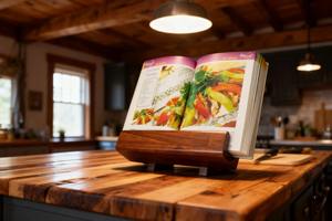 Support de livre de cuisine en bois personnalisé, porte-recettes gravé sur mesure, décoration de cuisine rustique, cadeau de fête des mères pour maman - Product Image 5