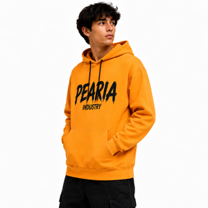 Sudadera con Capucha de Algodón Naranja para Hombre, Estilo Vintage Lavado, con Logotipo Personalizado, Ropa Urbana - Product Image 2