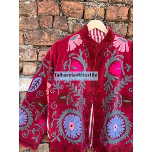 Pink Velvet Suzani Jacket Floral Embroidered Jacket <b>Coat</b> With Two Side Pocket Women's Winter Jacket Bohemian <b>Coat</b> - Product Image 3