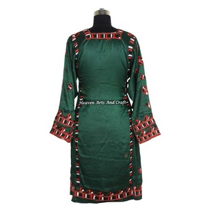 Vestido BDR020 Único de Seda Bordada al Estilo Afgano, Vestido Bohemio Único, Vestido Bohemio Banjara Balochi Hecho a Mano - Product Image 3