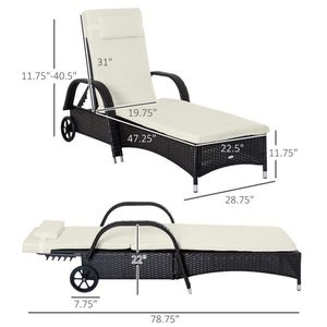 Sdraio Moderna da Esterno in Rattan PE con Telaio in Legno Massello e Alluminio, Cuscino Impermeabile per Spiaggia, Giardino e Ville - Product Image 4
