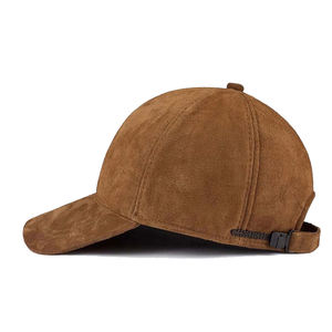 Brown Suede Washed Rivet Baseball <b>Cap</b> 6-Panel Embroidered Logo Front Unisex Casual Fitted Hat <b>Winter</b> Four Seasons - Product Image 3