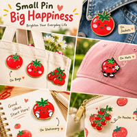 Pins de revers en émail motif tomate rouge Kawaii, personnalisés, OEM ODM, en métal, d'art et de collection, fiables, durables, uniques, faible MOQ, vente en gros d'usine, bon marché