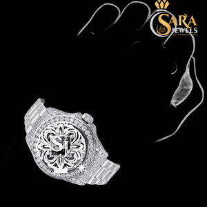 Antique Luxury <b>Automatic</b> Mechanical Moissanite Diamond Watch Blue Dial 36mm Stainless Steel Band Hip Hop Style New Arrival - Product Image 5