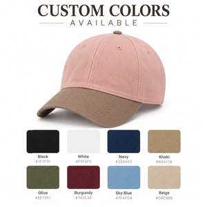Casquette de baseball unisexe à 6 panneaux, color block, gris, vert olive, noir, visière en sergé de coton, style Dad Hat - Product Image 2