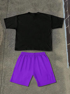 ชุดเสื้อยืดแขนสั้นคอกลมพิมพ์ลายตัวอักษรลำลองสำหรับฤดูร้อนสำหรับผู้ชายและชุดกางเกงขาสั้น - Product Image 2