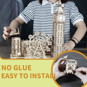 Puzzle en bois 3D - Cadeau de Noël unique - Modèle du Big Ben - Blocs de construction DIY pour la décoration de la maison - Kits d'horloges de bureau créatifs pour la famille - Product Image 4