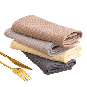 100% coton gaufré torchon à séchage rapide pour cuisine Logo personnalisable pressé à la chaleur décor à la maison et cadeaux - Product Image 6