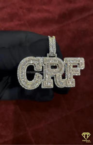 Collar Personalizado con Colgante 'CRF' Chapado en Oro, Estilo Iced Out, Joyería de Lujo Hip Hop, Accesorio de Moda - Product Image 5