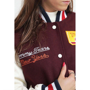 Nouvelle veste universitaire élégante pour femme, bordeaux et blanc, avec lettre T brodée, manches longues, style automne - Product Image 4