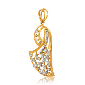 Pendentif en or jaune avec diamants ronds de laboratoire, style luxueux, pour femme, à porter au quotidien - Product Image 2