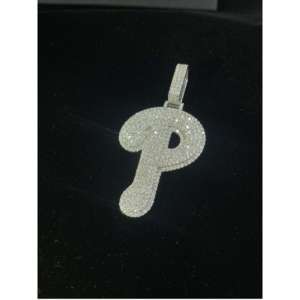 Pendentif lettre P avec cristaux en strass, plaqué or 18 carats, style hip-hop, bijoux unisexes tendance - Product Image 2