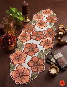 Handmade Embroidered Stripe Polyester/Cotton <b>Table</b> <b>Runner</b> 13x36 Home & Hotel Decor - Product Image 4