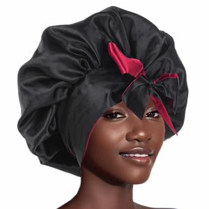 Bonnet de nuit en satin de soie 100% double couche, réglable, grand format, pour les soins des cheveux, unisexe, usage quotidien - Product Image 5