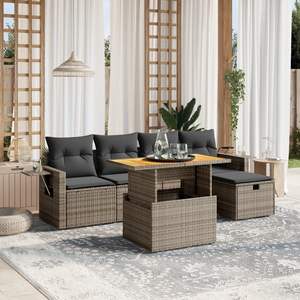 Ensemble de canapés de jardin en rotin gris 4 places avec rangement, mobilier d'extérieur au design contemporain - Product Image 3