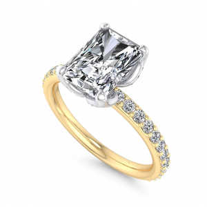 Anillo de Compromiso con Diamante Cultivado en Laboratorio, Corte Radiante, Halo Oculto, Banda Pavé, Solitario, Oro, Anillo de Propuesta, Certificado IGI, Anillo Nupcial - Product Image 4