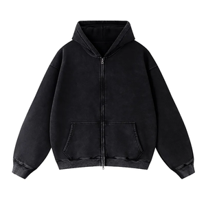 Sweat-shirt unisexe à capuche zippé surdimensionné vert uni 100% coton molletonné, vêtement d'hiver décontracté avec poche kangourou, respirant et à séchage rapide - Product Image 3