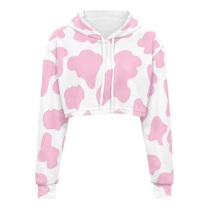 Hoodie court personnalisé pour femme avec impression par sublimation, respirant, coupe oversize, décontracté, grande taille, design hiver - Product Image 1