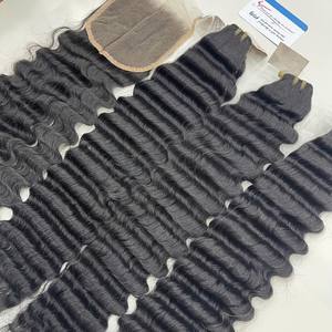 Extensiones de Cabello Humano Vietnamita Ondulado Profundo con Trama, Sin Enredos, Sin Caída, Color Negro, Precio Mayorista - Product Image 3