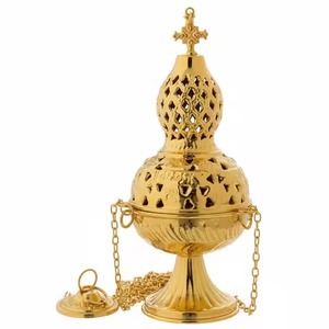 Hand-Made Brass Incense <b>Burner</b> Gold And Silver Finish With Chain <b>For</b> Religious Use All-Season Decorative Design Thurible - Product Image 5