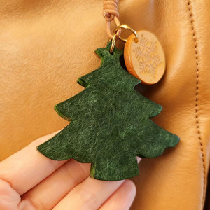 Handmade Green Leather Christmas <b>Tree</b> <b>Ornaments</b> Featuring Colorful Stitch Details Ideal Festive Holiday Hanging Decoration - Product Image 6