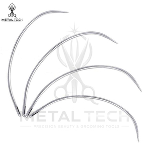 Set of Silver Metal C-Curve Needles in Mixed Sizes Nested Curved Weaving Tools for Precise Hair <b>Extension</b> and Weft Sewing - Product Image 5