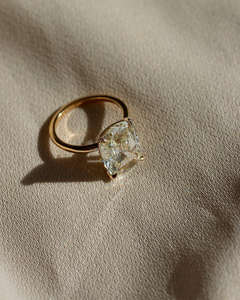 Anillo de Compromiso/Boda de Diamante Corte Radiante de Oro Amarillo de 14K con Certificación IGI/GIA, Joyería Fina de Perlas para Fiestas de Mujeres - Product Image 3