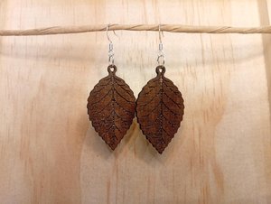 Pendientes de Hoja de Madera Marrón Natural Hechos a Mano, Estilo Colgante, con Anillas de Salto para Manualidades - Product Image 3