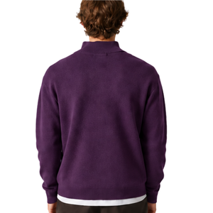 Men Purple Quarter Zip <b>Jumper</b> Knitted Sweater Stand Collar Long Sleeve Pullover Casual Winter Warm Soft Knitwear Premium <b>Fit</b> Top - Product Image 2