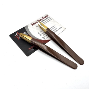 Pinzas para Cejas de Acero Inoxidable Color Chocolate Marrón Dorado, con Punta Inclinada, Logotipo Personalizado, con Cuchilla Recta Afilada y Muelle - Product Image 2