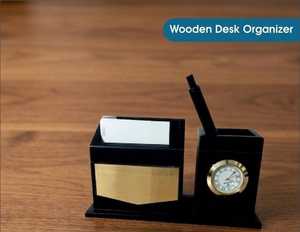 Organisateur de bureau en bois de qualité supérieure avec porte-stylos et compartiments de rangement Organisateur de bureau en bois multi-usages pour stylos - Product Image 3