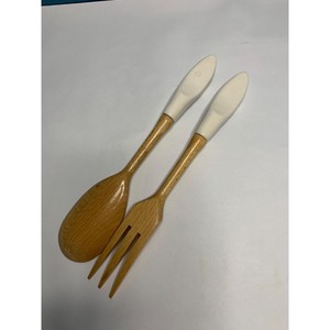 Wood <b>Salad</b> Servers Set With Floral Ceramic Handles Dishwasher Safe Eco-Friendly <b>Salad</b> <b>Tools</b> - Product Image 6