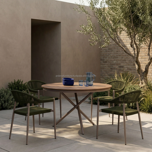 Modern <b>Dining</b> Room Set with <b>Round</b> Wood <b>Table</b> and Four Curve Back Chairs for Home Furniture - Product Image 3