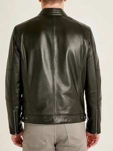 Veste en cuir noire pour homme, style moto - Product Image 3