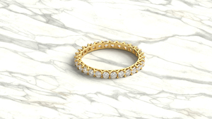 18K Gold Round Brilliant Cut Diamond <b>Ring</b> Full Eternity Band Wedding Anniversary Gift <b>Stacking</b> <b>Ring</b> Fine Jewelry For Women - Product Image 3