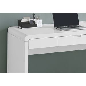 Modern Contemporary 48\"L Home Office Laptop Computer <b>Desk</b> with Glossy White Storage <b>Drawers</b> - Product Image 3