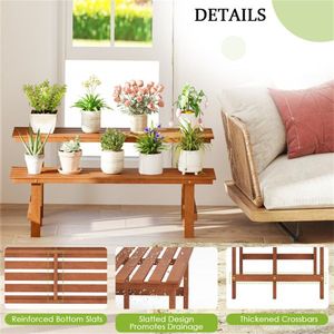 Elegante Portavasi a Doppio Strato in Legno, Stile Scala, per Arredamento da Giardino - Product Image 4