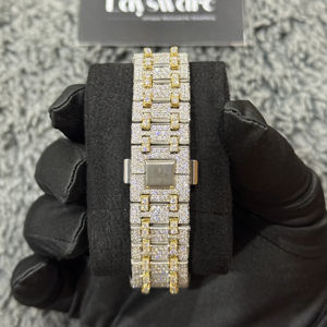 Montre pour homme de luxe, style hip-hop, entièrement sertie de diamants Moissanite VVS, en acier inoxydable, verre saphir, mouvement quartz ETA - Product Image 4