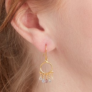 Classic Elegant Multicolored Sapphire Beaded <b>Hoop</b> Earrings 18k Gold Plated <b>Sterling</b> <b>Silver</b> Vintage Bohemian Certified Jewelry - Product Image 4